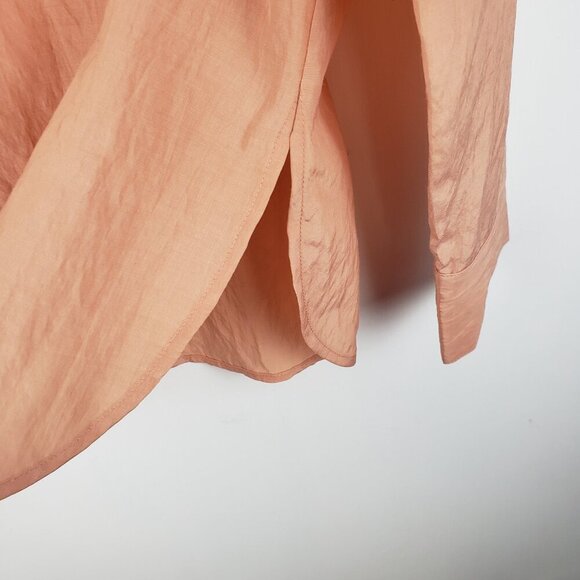 Vince Bishop Collar Cupro Blend Shirt Button Up Long Sleeve Top Peach Womens S - Picture 5 of 10